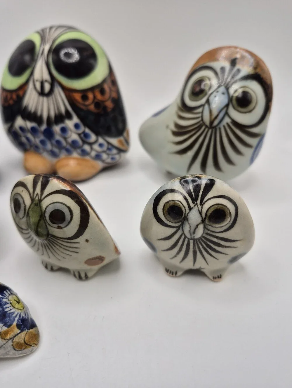 Hand-Painted Tonala Ken Edwards Signed Ceramic Owl Figurine Collection Mexico - Picture 5 of 16